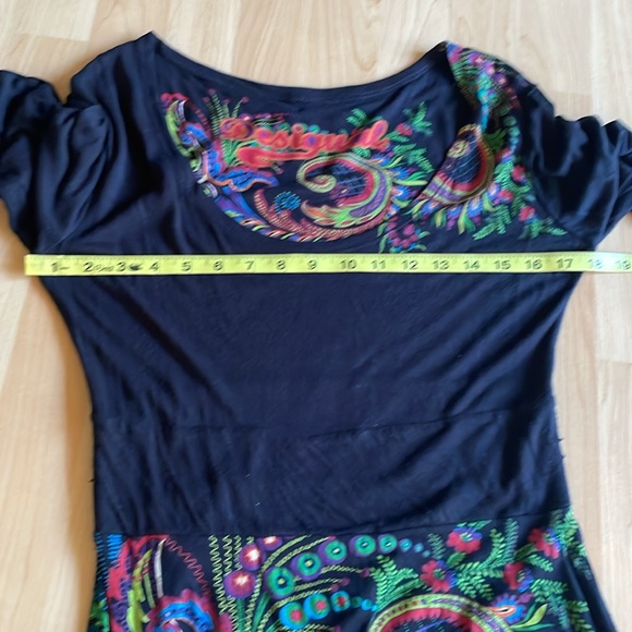 Womens Desigual Black Long Sleeve Dress with Colorful Print Size Large - Picture 6 of 9